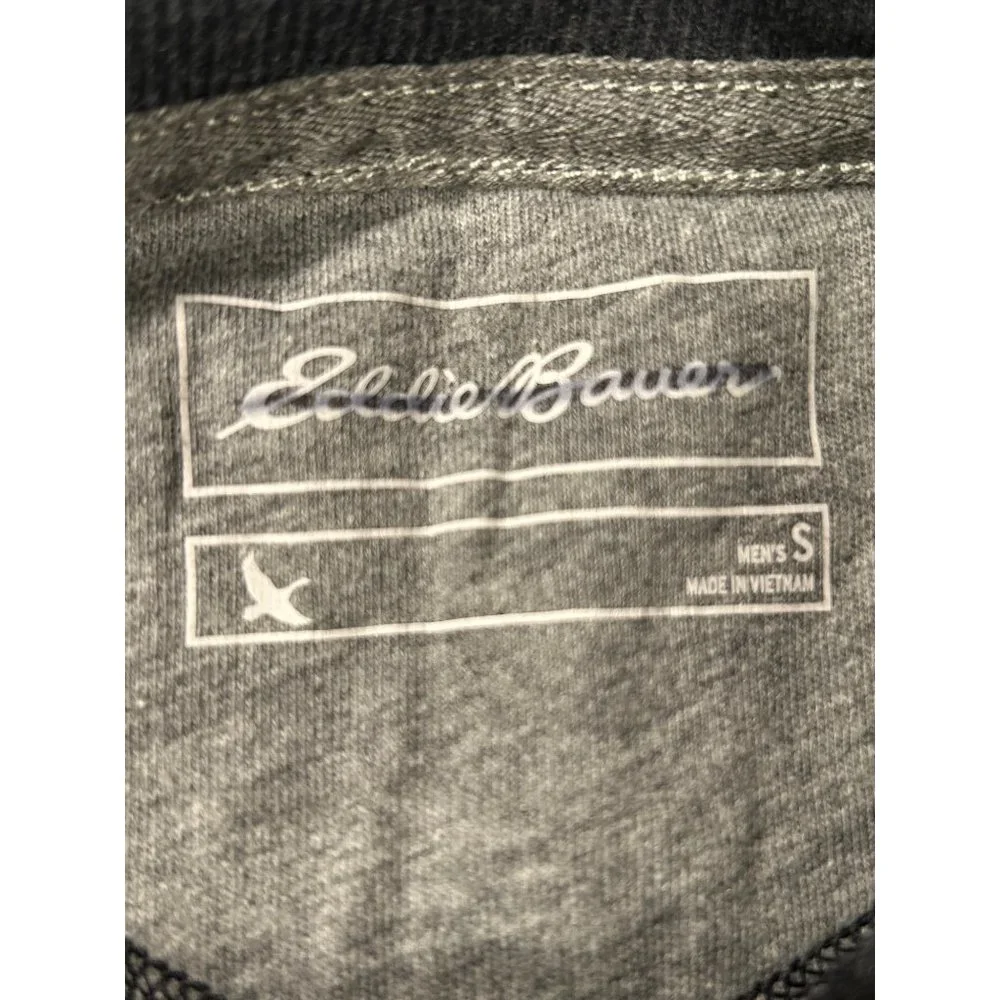 Eddie‎ Bauer Crew Neck Pullover Waffle Knit Sweater Dark Gray Cotton Mens S